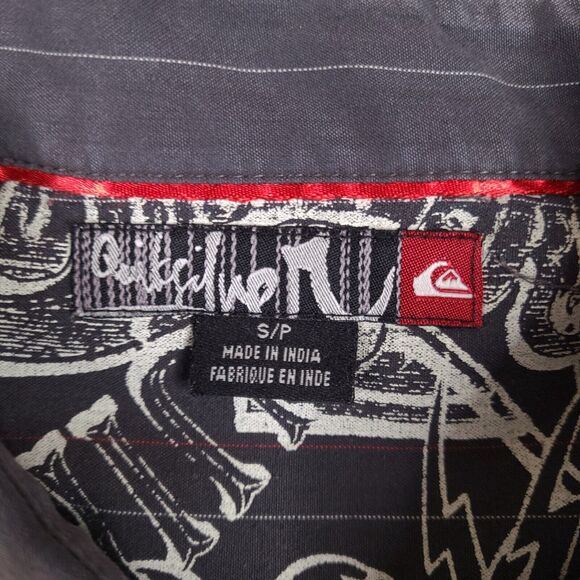 Quiksilver Shirt Mens Small Gray Striped Button Down Long Sleeve - Picture 5 of 16